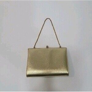 Vintage Nicholas Reich Handbag Mid Century Purse Gold Chain Comb Mirror